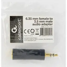 Перехідник Cablexpert 6.35 мм F to M 3.5 мм (A-6.35F-3.5M) - мініатюра 2