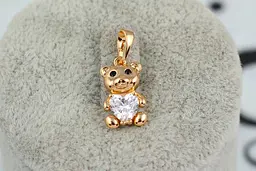 Кулон Xuping Jewelry ведмедик з каменем сердечко 1,5 см золотистий