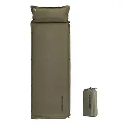 Килимок самонадувний Naturehike (CNK2300DZ014) 3см - з подушкою - одномісний - темно-зелений - мініатюра 2