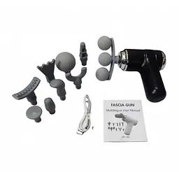Масажер Fascial Gun LM 130, портативний масажний пістолет з турборежимом, з насадками, чорний - мініатюра 3