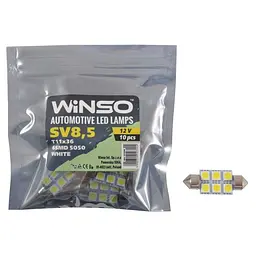 Лампи WINSO LED mini 12V SMD SV8.5 T11x36 6LEDS 5050 white 10шт 127440