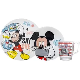 Набір посуд для дітей Luminarc Disney Party Mickey 3 предмети Білий (N5278)