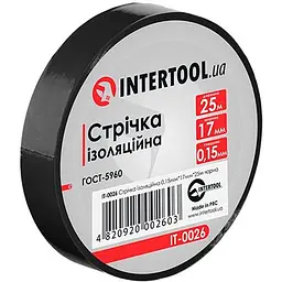 Стрічка електроізоляційна Intertool ізолента 25 м чорна 17 x 0.15мм в упаковці 10 шт.