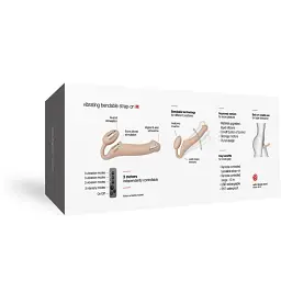 Безремневий страпон Strap-On-Me Vibrating Flesh M регульований з вібрацією та з пультом ДК діаметр 3.3 см - мініатюра 7