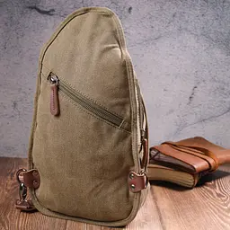 Чоловіча сумка через плече з текстилю 21254 Vintage оливкова - мініатюра 7