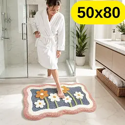 Стильний та практичний килимок для ванної кімнати 50×80 см зі кашеміру — м’який, антиковзкий, вологопоглинаючий KT9000112 - мініатюра 2