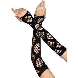 Довгі мітенки Leg Avenue Faux wrap net arm warmers One size Black велика сітка