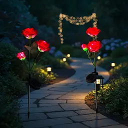Садовий світильник SunLamp на сонячній батареї — троянда LED, 2 шт., датчик присмерку - мініатюра 4