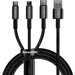 Кабель Lightning / Micro USB / USB Type-C Baseus Tungsten Золотистий 3-in-1 1.5m Чорний (CAMLTWJ-01)