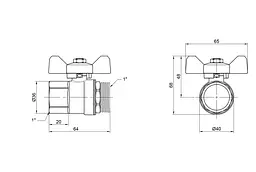 Кран кульовий Thermo Alliance Base 1" ВЗ прямий, нікель, PN30, метелик SD607W25 - мініатюра 3