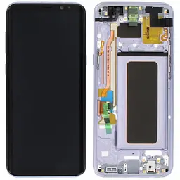 Дисплей Samsung G955 Galaxy S8+ чорний, OLED, з рамкою сірого кольору, Orchid Gray