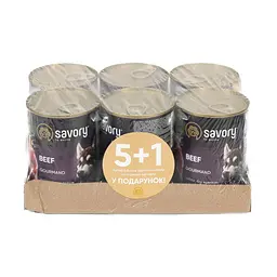 Набір 5+1 вологий корм для собак Savory Dog Gourmand Beef паштет з яловичиною, 400 г