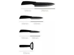 Набір ножів з 4 предметів Xiaomi Nano Ceramic Knifes Set 4 pcs (HU0010) - мініатюра 2