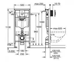 Інсталяція для унітаза Grohe Rapid SL 38722001 + овальна кнопка Skate Air біла 30412 - мініатюра 3