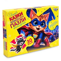 Пазли дитячі Danko toys "Хоробрий котик-супергерой" Mx30-08-11 великі деталі, 30 елементів