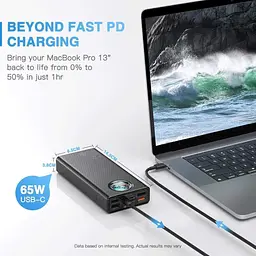 PowerBank Baseus Amblight для ноутбука швидка зарядка 30000 mAh 65W + кабель 100W в комплекті - мініатюра 3