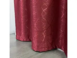 Льняні штори "бите скло" бордового кольору 2шт. 150х270 з білим шифоновим тюлем 400х270, на тасьмі ALBO pbe0052741 - мініатюра 4