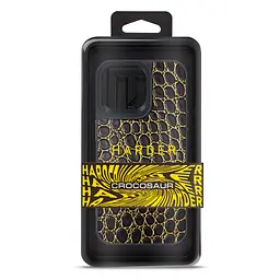 Кожаный чехол для Apple iPhone 14 Pro Max, Harder Crocosaur, черный, термополиуретан ТПУ + экокожа с текстурой крокодила, панель, защита корпуса, противоударный, микрофибра, рамка вокруг камеры, защита всего корпуса, (ARM76725) - мініатюра 3