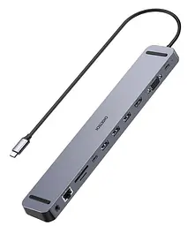 USB-Хаб Choetech USB-C хаб 11-в-1 M20 HDMI 4K@30Hz, VGA, 3 USB-A 3.0, USB-C 3.0, RJ45, USB-C PD, SD-card, TF-card, 3.5mm audio (43-00154)