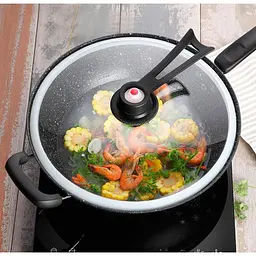 Сковорода Wok вакуумна керамічна 32 см, з кришкою, антипригарне покриття, для всіх типів плит