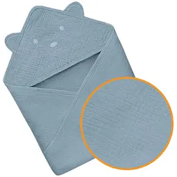 Рушник з капюшоном Lionelo Muslin Hooded Towel Grey Sky 80х80 см - мініатюра 3