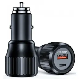 Зарядний пристрій Choetech car USB-A/USB-C 63W QC3.0/PD/PPS black (TC0010-BK) - мініатюра 2