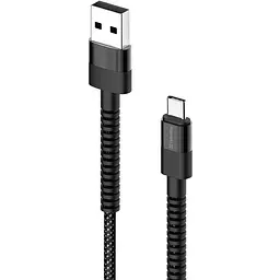 Кабель Colorway USB - Type-C (nylon - long head) 2.4А 1м Black