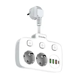Мережевий фільтр СolorWay 2 розетки / 3USB / 1xTYPE-C White (CW-CHE24PDW) - мініатюра 3