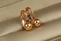 Сережки дитячі Xuping Jewelry кульки 5 мм з французькою застібкою довжина 1,5 см золотисті - мініатюра 2