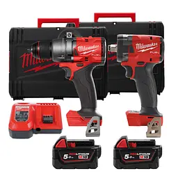 Набір акумуляторних інструментів M18FPP2B3-502X MILWAUKEE (Дриль-шурупокрут акумуляторний безщіткова ударна M18 FPD3-0X GEN 4 кру