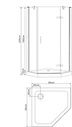 Душова кабіна Eger Stefani 90x90 на низькому піддоні 599-535, Хром - мініатюра 5