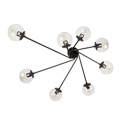 Люстра стельова Levistella 7529803-8 BK+CL, 8 плафонов, E27, чорний метал, прозоре скло, сучасний стиль - мініатюра 3