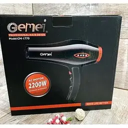 Фен для волосся Gemei GM 1770 2200 Вт Чорний - мініатюра 7