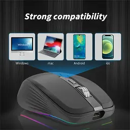 Мишка бездротова FM FIT-3 USB+Bluetooth з RGB-підсвіткою на акумуляторі - мініатюра 3
