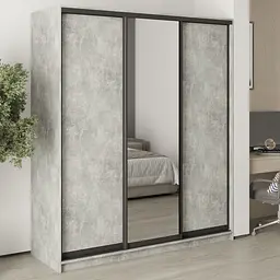 Шафа-купе тридверна MebelStar Комбо BG 2ДСП/Дзеркало 180x60x210 см Бетон (MBS-9138)