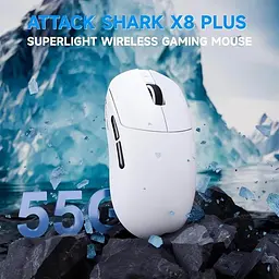 Ігрова бездротова мишка Attack Shark X8 Plus / Три режими підключення / Сенсор PAW3395PRO / 40000 DPI / White - мініатюра 2