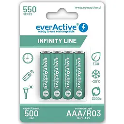 Акумулятор everActive AAA/HR03 Ni-MH 550mAh BL 4 шт. (EVHRL03-550)