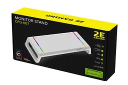 Підставка столик для монітора 2E CPG-007 White, 550x205x7 мм, phone holder/storage drawer, 4xUSB-A, RGB - мініатюра 5