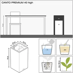 Вазон Lechuza Canto Premium 40 high срiбний металік (13658) - мініатюра 4