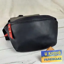 Жіноча шкіряна сумка на пояс бананка GS чорна (РОБ 001 черн) 26 см