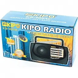 Радіоприймач переносний радіо на акумуляторах чорне FM ФМ KIPO KB-308AC - мініатюра 3