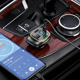 Адаптер автомобільний HOCO Pole BT FM transmitter E76 3 порти юсб 45 вт чорний - мініатюра 4