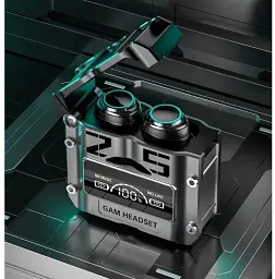 Навушники бездротові TWS M25 з павер банком 2000 mah Silver Black (16069) - мініатюра 6