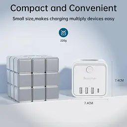 Зарядний пристрій Sameriver 7-в-1 з USB-портом Cube, 3 розетки та 1 USB-порт типу A з 3 USB-портами типу C - мініатюра 4
