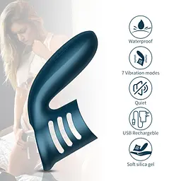 Насадка на пеніс B - Series Fox Foxshow Wibrator Silicone Ring 11 см синій - мініатюра 9