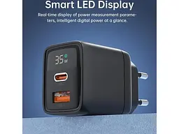 Мережевий зарядний пристрій Choetech PD6052 35 W GAN Black (PD6052-EU-BK) - мініатюра 3