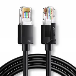 Мережевий кабель Ethernet UGREEN NW315 20 м патч-корд штекери RJ45 на обох кінцях Cat 6A до 10 Гбіт/с лише за підтримки 10GBASE-T обома портами й відповідності всієї лінії вимогам з’єднання неекранований з мідненими алюмінієвими жилами не рекомендований для PoE подовжений пластиковий фіксатор для зручного натискання й від’єднання чорний (55164)