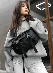 Жіноча сумка бананка Sambag Dynamicdart чорна 38 × 21 × 7 см (80411065) - мініатюра 4