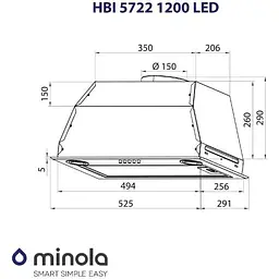 Витяжка вбудована Minola HBI 5722 BL 1200 LED - мініатюра 9