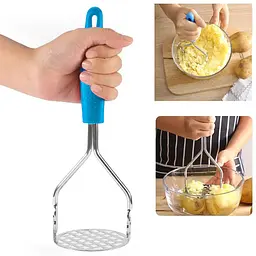 Товкачка картоплем'ялка для картоплі із пластиковою ручкою 22.5 см, Kitchen Master Блакитний 86711 - мініатюра 2